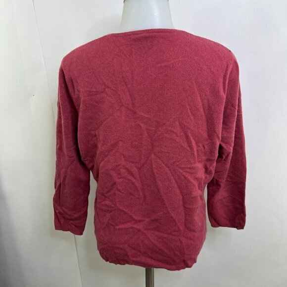 Magaschoni Cashmere Sweater L Pink V-neck Knit Solid Pullover Womens - Picture 6 of 10